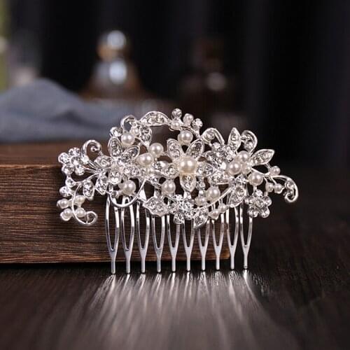 Handmade Luxury Pearl Flower Hair Clips Alloy Hair Styling Side Comb Bridal Hair Piece Hair Accessories for Women and Girls ML