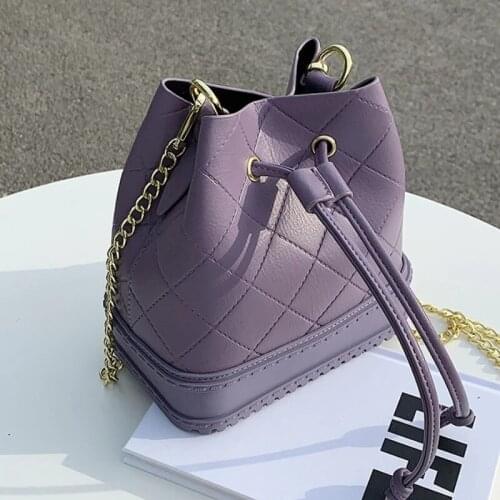 Lattice Tote Bucket Bag 2021 Summer New Quality PU Leather Womens Designer Handbag Small Portable Shoulder Messenger Bag