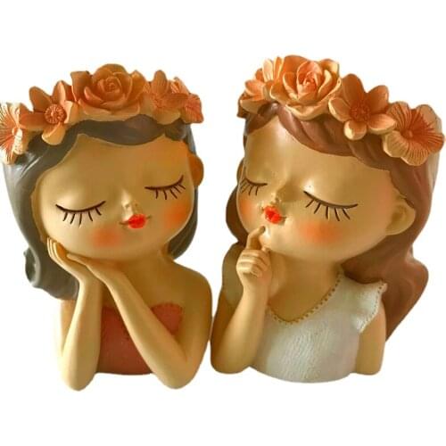 Silicone Mold Cute 3D Girl Flower Pot Cement Resin Vase Epoxy Silicon Mould Handmade Cake Baking Decorating Tools