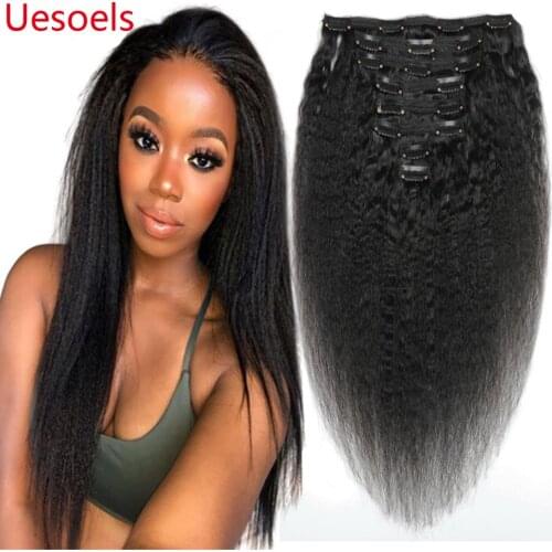 Arietis 8 Pieces 8-24 Inches 120gram Brazilian Yaki Straight Clips Hair Extension Natural Color Remy Human Hair For White Women
