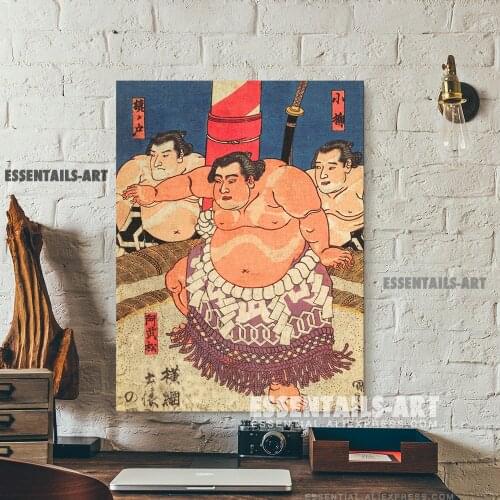 Japanese style Sumo Ukiyoe Vintage Canvas Wall Art Painting Decor Bedroom study Living kid Room Home Decoration Prints