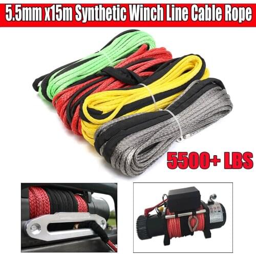 X-3/16''x 50' synthetic fiber winch wire cable 5500+lbs + sheath for ATV UTV 5.5mm*15m synthetic fiber