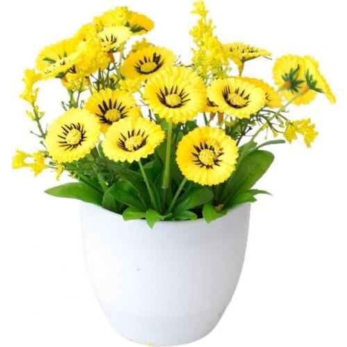 1pc Artificial Flower Pot Chrysanthemum Desktop Decor Plastic Everlasting Fake Potted Plant for Home Garden Balcony Decor Plants