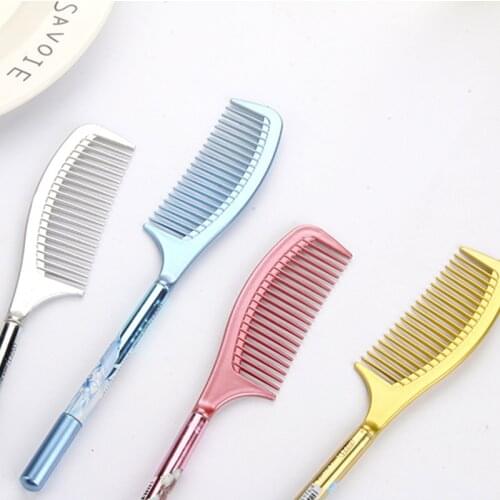 1PC Kawaii Comb Shape Gel Pen Cute Girl Black Ink Pens Candy Colored School Office Writing Supplies Material Stationery Gift