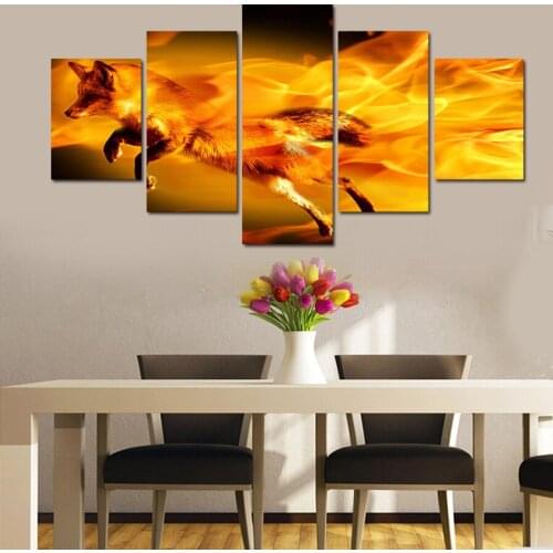 5 Pcs(No Frame) High Quality Hot Sell The Family Decorates Animal Fox Painting Mass Effect On Canvas Wall Art Picture Gift