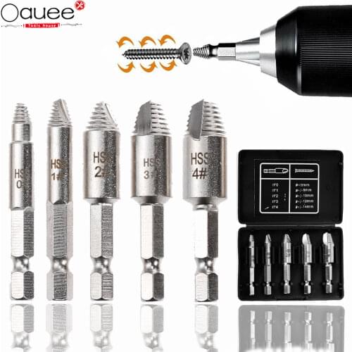 Oauee Easy Speedout Stripped Remove Damaged Screw Extractor Set 0# 1# 2# 3# 4# Broken Stuck Screw Removal Tool Kit