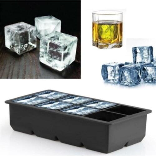 8-Grid Large Ice Cube Mould with Cover Food Grade Silicone Square Mold Tray DIY Maker Kitchen Tools