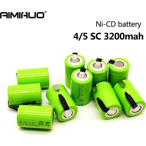 1-10pcs 4/5 SC 1.2V Rechargeable Battery 3200mAh Sub C Ni-CD Battery with Welding Tab Replacement for Electric Drill Screwdriver