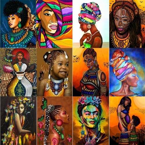 3d Diy Diamond Painting Complete Round Diamonds Brown Skin Girl Diamond Embroidered Rhinestone Picture Mosaic Home Decor