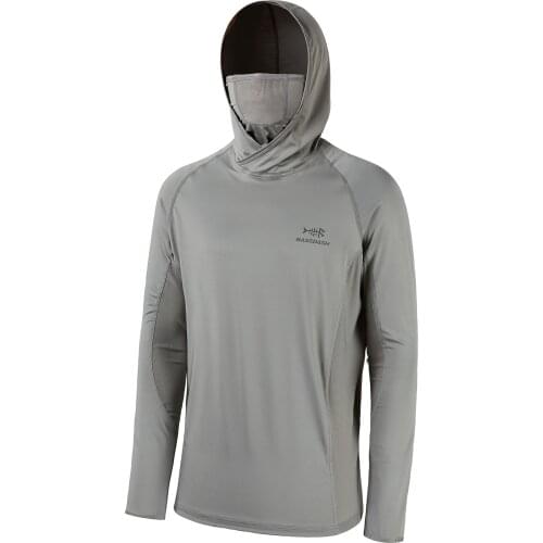 Bassdash Fishing Shirt with Mask UV Neck Gaiter Hoodie UPF 50+ Men’s Long Sleeve