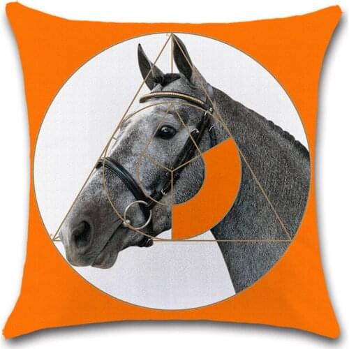 Animal Horse Print White fabric Cushion covers Pillowcase Decoration for home sofa chair kids Boys Bedroom gift