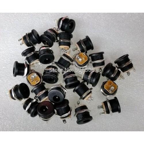 Free shipping DC power socket 5.5-2.1MM DC socket with nut DC power connector 50pcs/lot