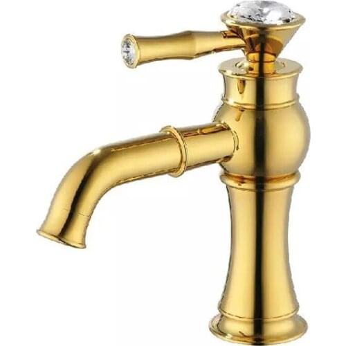 Free Shipping Solid brass golden basin faucet with luxury gold bathroom mixer tap for hot cold gold water faucet