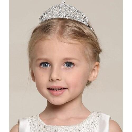 Delicate Rhinestone Princess Girls Crown Tiaras Headwear Hair Ornaments For Children Kids CC9459