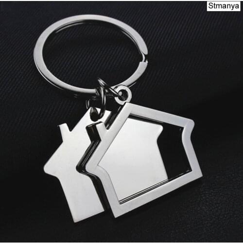 Men New fashion House Key Chain with Window Women Cute Metal keychain charm Car Key ring for party best gift Jewelry