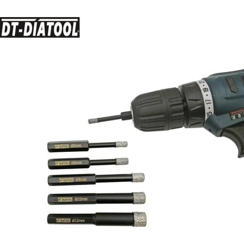 DT-DIATOOL 2pcs/set Dry Vacuum Brazed multi-purpose Mini Diamond Drill Core Bits Drilling Hole Saw Hexagon Shank Core Hole Bits