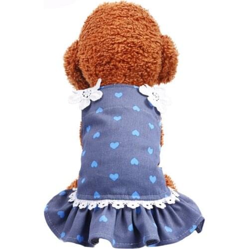Denim Dog Dress Cute Floral Girl Dog Clothes for Dogs Cats Summer Puppy Clothes Pet Teddy French Bulldog Costume Dog Dresses