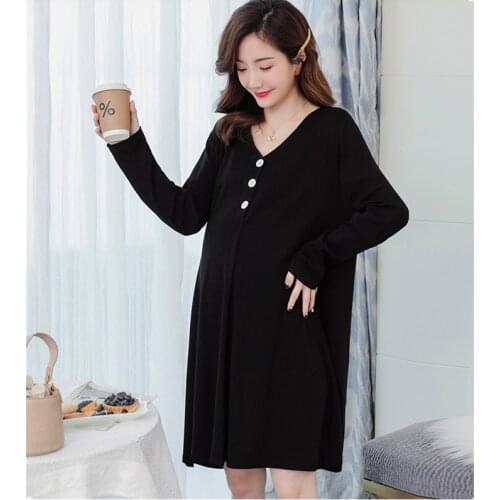 Cotton Nursing Maternity Womens Dresses 2021 Fall Breastfeeding Tops For Pregnancy Womens Long T-Shirt Maternity Clothing C0169