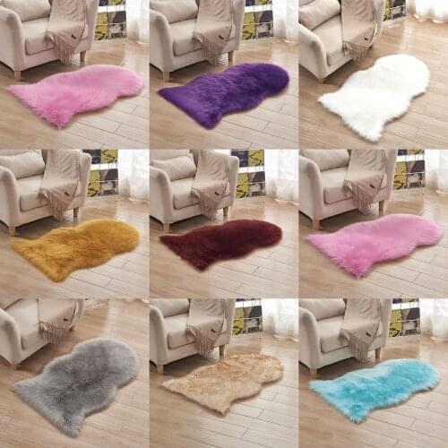 Fur Artificial Sheepskin Hairy Carpet Living Room Bedroom Rugs Skin Fur Plain Fluffy Area Rugs Washable Bedroom Faux Mat