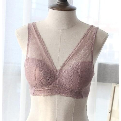 Seamless Push Up Underwear Sexy Lace Deep V Wireless Bra Panties Ralette Top Lingerie Set Plus Size Solid Color 4XL Underwear