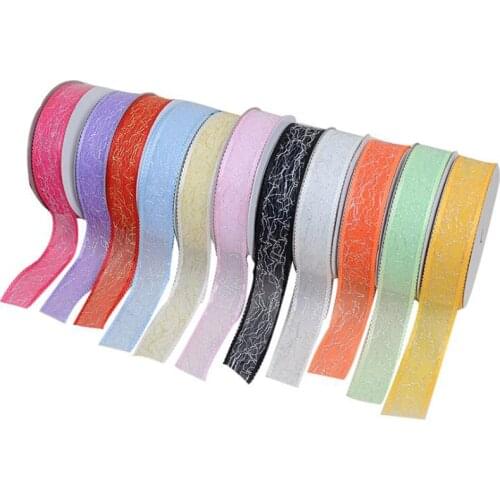 5yards/lot) 25mm Silver Wire Organza Ribbon DIY Card Gift Cake Warpping Clothing Accessories Lace Ribbons