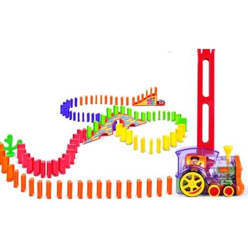Hot Sale Domino Train Car Set Bridge kit Colorful Plastic Dominoes Block Children Toys Christmas Birthday Gift for Kids Boy Girl