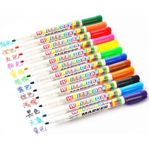 12 Colors Whiteboard Marker Pens Liquid Chalk Erasable Glass Ceramics Child Write Maker Pen Office School Supply Stationery
