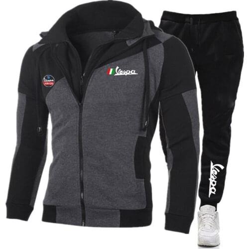 2021 New Spring Autumn Mens Vespa Printing Jackets Sport Suits Hip Hop Male Hoodies Fashion Fitness sweater Sweatpant Set