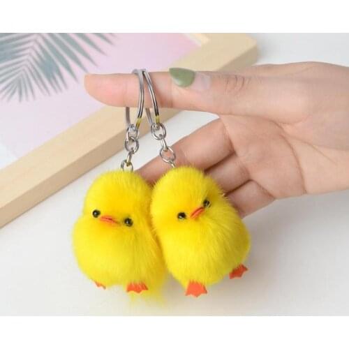 Soft Stuffed Chick Doll Ornament Keychain Cute Chick Pendant Keychain Creative Mini Chick Animal Model Plush Toys Kids Gift