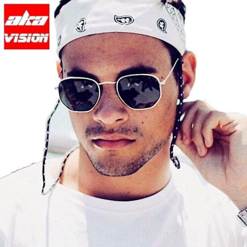 AKA VISION High Quality Sunglasses Men Retro Hexagon Glasses Women Mirror Eyeglasses for Women/Men Vintage Lentes De Sol Mujer