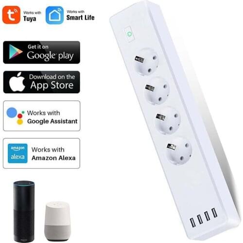 Electrical Sockets WiFi Smart Plug EU Power Strip Wireless Remote Voice Control Outlet Timer Socket for Alexa Google Home
