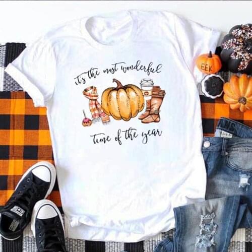 Fall shirts women halloween tshirt 2020 autumn tee pumpkins plus size tops thanksgiving womens print casual tees gothic