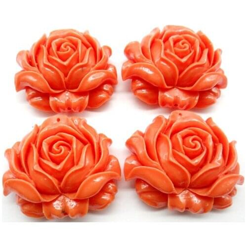 Chinese Organic Cinnabar natural Quartz crystal carved Orange flower charms Pendant for diy Jewelry making Necklace Accessories