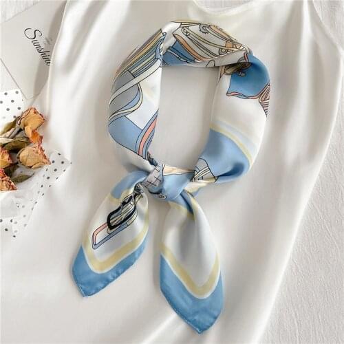 Silk Square Scarf Female Shawl and Wraps Fashion Lady Hair Band Women Bandana Head Band Neckerchief Foulard Hijab Summer 2021