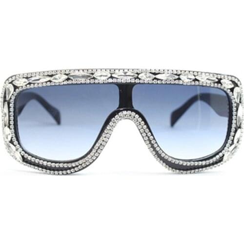 Hot Unique Luxury Diamond Sunglasses Women Square Oversized Shades Sun Glasses Women 2021