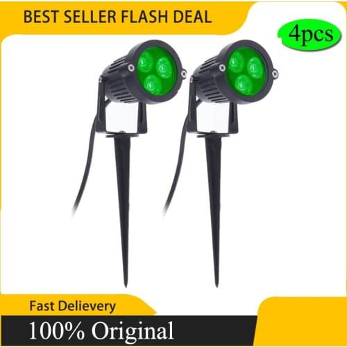 4Pcs LED Garden Lights 3W 220V Outdoor Spotlight with Spike IP65 Waterproof Garden Landscape Decorative Lamp Green Retail