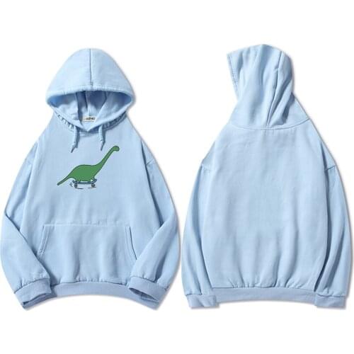 Skateboard Dinosaur Printed Hoodies Women Thick Coat Warm Pullover Harajuku Kawaii Oversized Sweatshirt Womens Korean Streetwear
