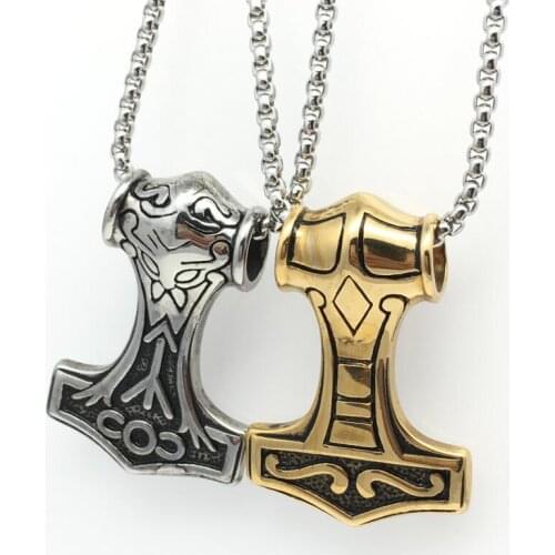 Thor Hammer Necklace Stainless Steel THORS HAMMER Film Norse Vikings Thor Quake Talismans Magick Mjolnir Mens Pendant Necklace