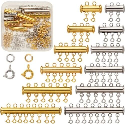 Tube Brass Slide Lock Clasps Multi Strands Magnetic Tube Lock Connectors for Jewelry Making DIY Necklace Bracelet
