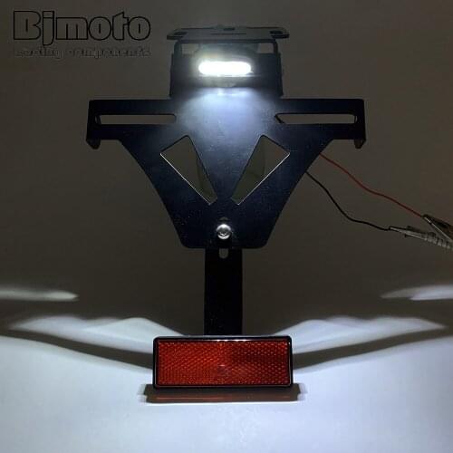 Universal Alumium Motorcycle License Number Plate Frame Holder Bracket With Plate Light LED light For Honda YAMAHA