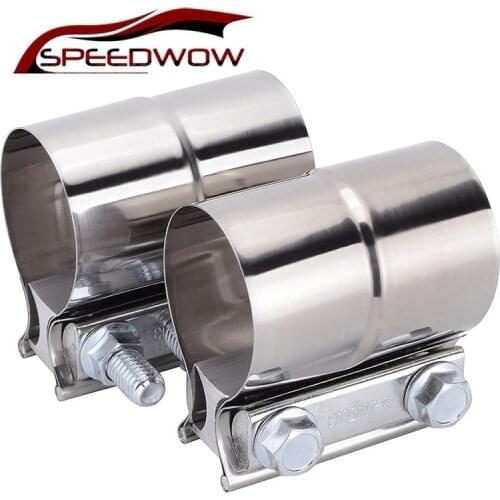 SPEEDWOW Universal 2.0" 2.25" 2.5" 3.0" 4.0" High Strength Reducing Pipe Butt Joint Stainless Steel Exhaust Clamp Kit Car Part