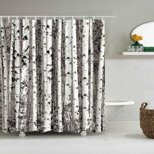 Dafield Tree Shower Curtain Artwork for Bathroom Home Fabric Picture Print Black Grey Yellow Colored Autumn