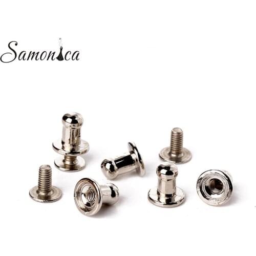 100Sets 8mm Silver Color Zinc Alloy Round Button Spikes Metal Studs Rivets Punk Spike Screwback LeatherCraft DIY