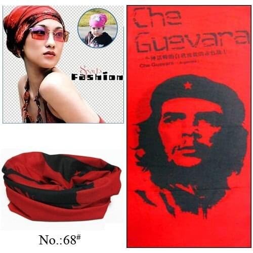 100pcs/lot Wholesale Red Hero Guevara Microfiber Multifunctional Tube Headwear Bandana For Outdoor Activities (Mixed Design OK)