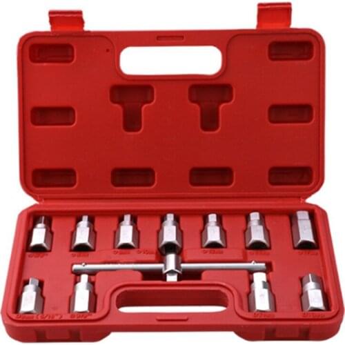 12 Piece Set 4S Auto Repair Oil Pan Oil Drain Screw Socket Wrench 3/8 Oil Pan Screw Wrench Oil Drain Tool