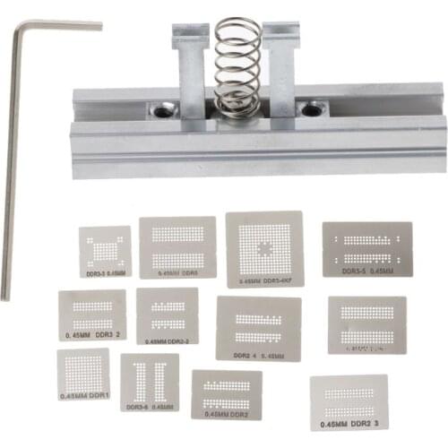 13pcs Universal Stencil Template BGA Reballing Holder Jig For DDR1 DDR2 DDR3