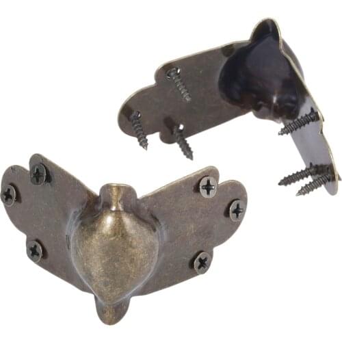 2Pcs Wood Case Jewelry Box Corner Brackets for Furniture Decorative Protector Desk Footing Cover Guard Antique Bronze 43*26*33mm