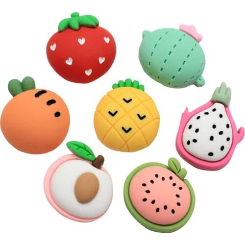 20*24MM Kawaii Summer Fruit Strawberry Dragon Carrot Watermelon Pineapple Resin Flatback Cabochon Party Decor DIY