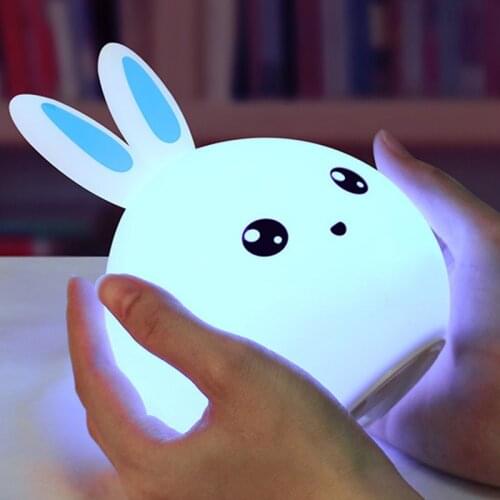 2018 Silicon Touch Colorful Bedroom Lamps Night Light Cartoon Rabbit Touch Lamp Sleep Led Kid Lamp Bulb Touch Sensor Light
