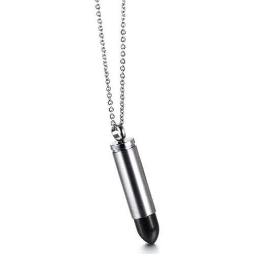 2021 Europe and America Style Stainless Steel Bullet Head Can Be Unscrewed Unique Personality Pendant Necklace Suitable For Men
